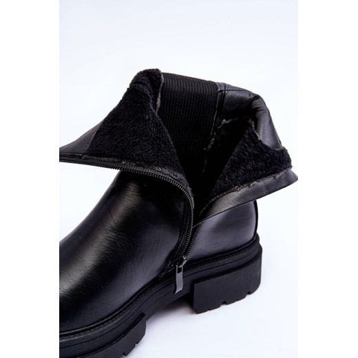 Sztyblety Botki Wysokie Ocieplane Wsuwane Czarne Milca MR2116-53 ze sklepu ZAZOO w kategorii Botki - zdjęcie 165812794