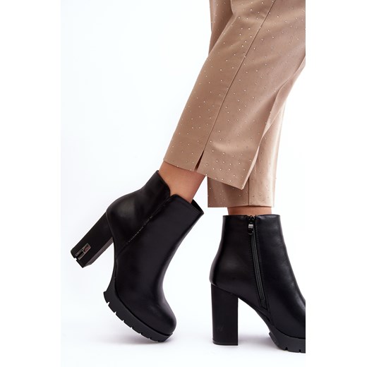 Botki Damskie Z Suwakiem Słupek Czarne Rasoda WZ688-8 Wr1 39 ZAZOO