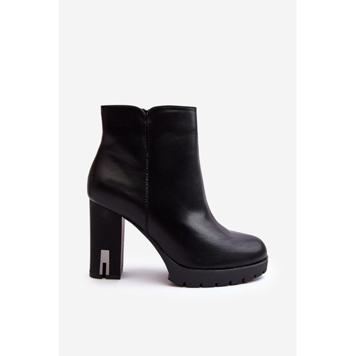 Botki Damskie Z Suwakiem Słupek Czarne Rasoda WZ688-8 Wr1 36 ZAZOO