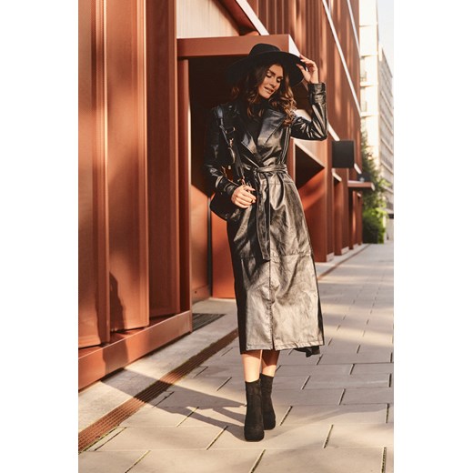 Botki Masywny Obcas Platforma Zamsz Czarne Abnous NS293P ze sklepu ZAZOO w kategorii Botki - zdjęcie 165813241