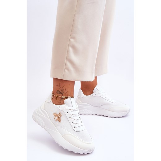Buty Sportowe Błyszczące Ozdoba Białe Seneca Ps1 40 ZAZOO