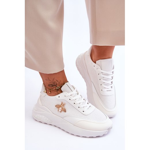 Buty Sportowe Błyszczące Ozdoba Białe Seneca Ps1 40 ZAZOO