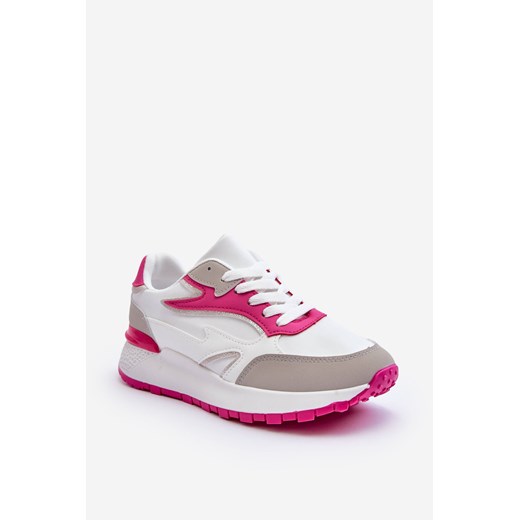 Buty Sportowe Damskie Platforma Biało-Różowe Henley WX-102 ze sklepu ZAZOO w kategorii Buty sportowe damskie - zdjęcie 165816160