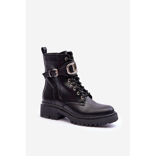Workery Botki Modne Ozdoba Czarne Ollia MLl163 38 promocyjna cena ZAZOO