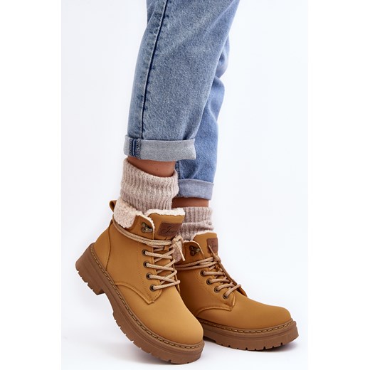 Trapery Damskie Skóra Kożuch Camel Lynnvia MD8670-7 ze sklepu ZAZOO w kategorii Workery damskie - zdjęcie 165816461