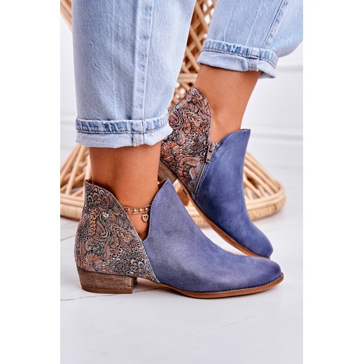 Damskie Skórzane Botki Maciejka Granatowe 04091-27 Maciejka 36 okazyjna cena ZAZOO