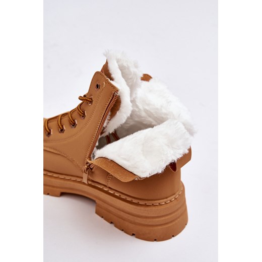 Trapery Damskie Ocieplane Futerkiem Camel Fenan TL227-32 38 ZAZOO