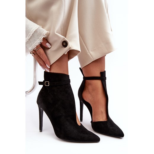 Botki Damskie Zamszowe Na Szpilce Czarne S1731 Ws1 40 ZAZOO