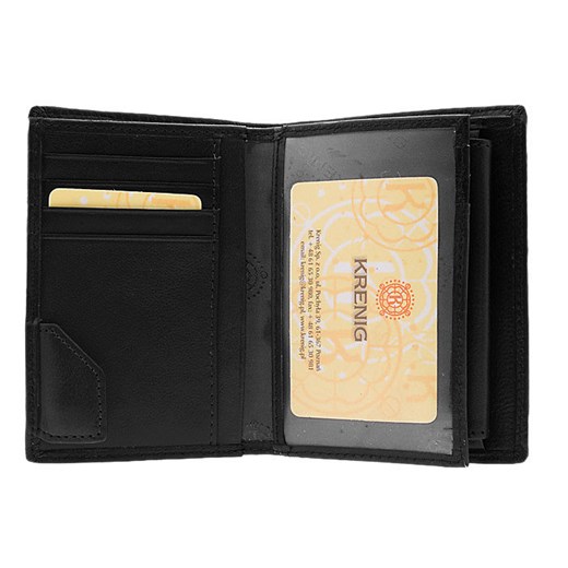 KRENIG Classic 12028 czarny portfel skórzany męski w pudełku skorzana-com czarny kieszeń na bilon