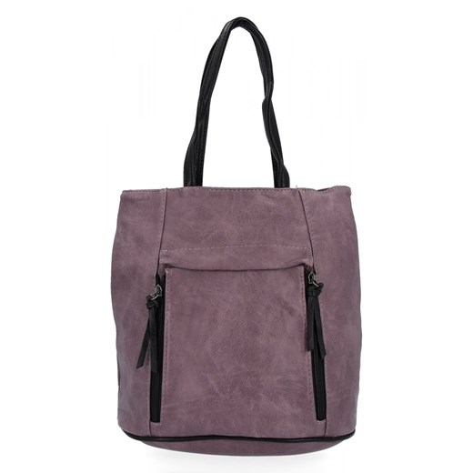 Uniwersalna Torebka Damska Plecak 2w1 firmy Hernan HB0355-1 Fioletowa ze sklepu PaniTorbalska w kategorii Torby Shopper bag - zdjęcie 165867013