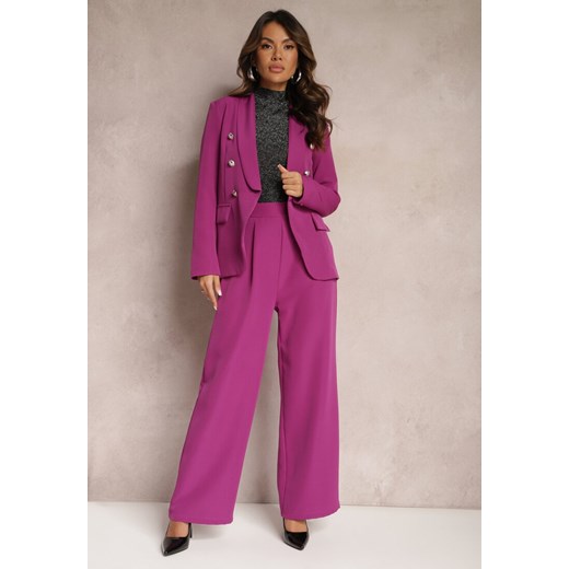 Fioletowe Szerokie Spodnie w Eleganckim Stylu Hanessame ze sklepu Renee odzież w kategorii Spodnie damskie - zdjęcie 165870382