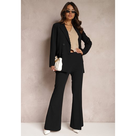Czarne Spodnie Dzwony High Waist Enyselle ze sklepu Renee odzież w kategorii Spodnie damskie - zdjęcie 165870482