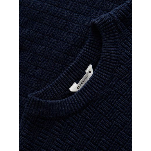 Reserved - Sweter z waflowym splotem - granatowy Reserved M Reserved