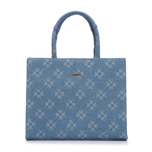Torebka kuferek dżinsowa w monogram niebieska ze sklepu WITTCHEN w kategorii Kuferki - zdjęcie 165876682