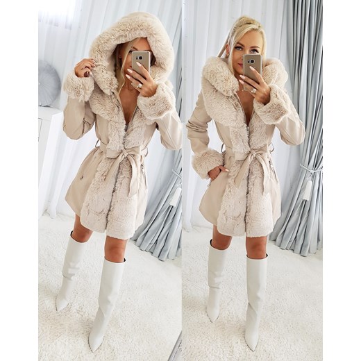 Płaszcz damski Alicja Beżowy Paris, rozmiar XXL Iwette Fashion L Iwette Fashion