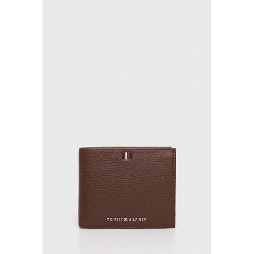 Tommy Hilfiger portfel skórzany męski kolor brązowy AM0AM11855 ze sklepu ANSWEAR.com w kategorii Portfele męskie - zdjęcie 165879191