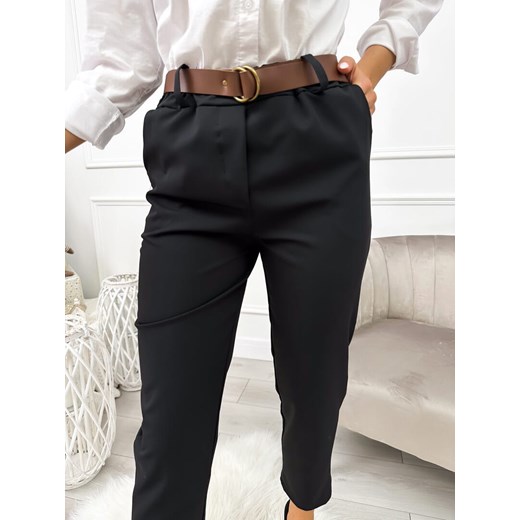 Czarne Spodnie z Paskiem Modnakiecka.pl 44 ModnaKiecka.pl