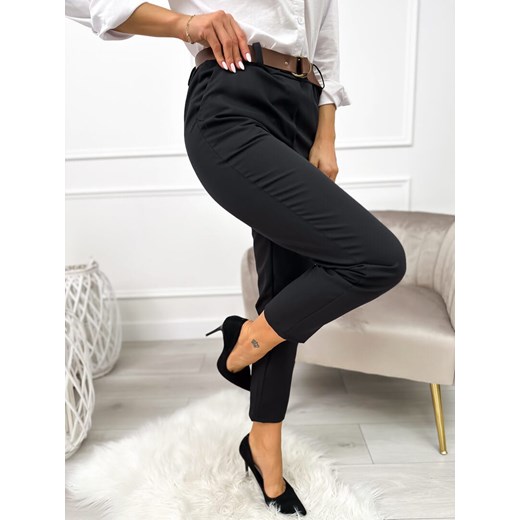Czarne Spodnie z Paskiem Modnakiecka.pl 44 ModnaKiecka.pl