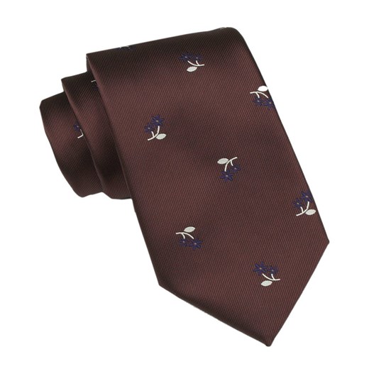 Krawat Męski - Alties - Brąz Czekoladowy, Drobne Kwiatki KRALTS1010 ze sklepu JegoSzafa.pl w kategorii Krawaty - zdjęcie 165883454