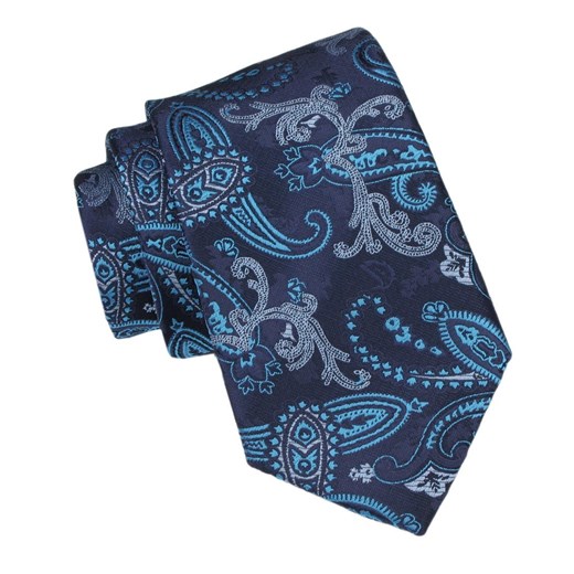 Krawat Męski - Alties - Odcienie Niebieskiego i Granatu, Duży Wzór KRALTS1013 ze sklepu JegoSzafa.pl w kategorii Krawaty - zdjęcie 165883482
