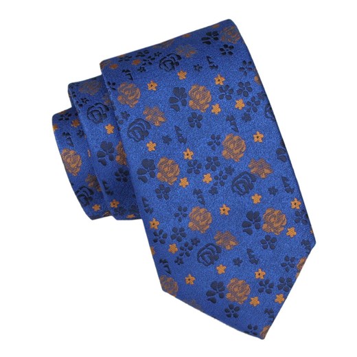 Krawat Męski - Alties - Wzór w Kwiaty, Kolor Niebieski KRALTS1007 ze sklepu JegoSzafa.pl w kategorii Krawaty - zdjęcie 165883490