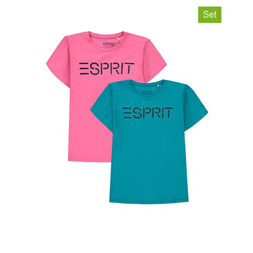 ESPRIT Koszulki (2 szt.) w kolorze jasnoróżowo-miętowym Esprit 128 okazja Limango Polska