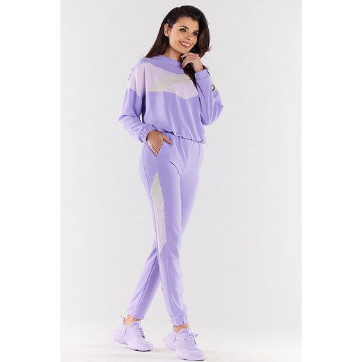 Awama Spodnie dresowe w kolorze fioletowo-beżowym XL okazja Limango Polska