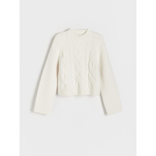 Reserved - Sweter z warkoczowym splotem - kremowy Reserved M Reserved