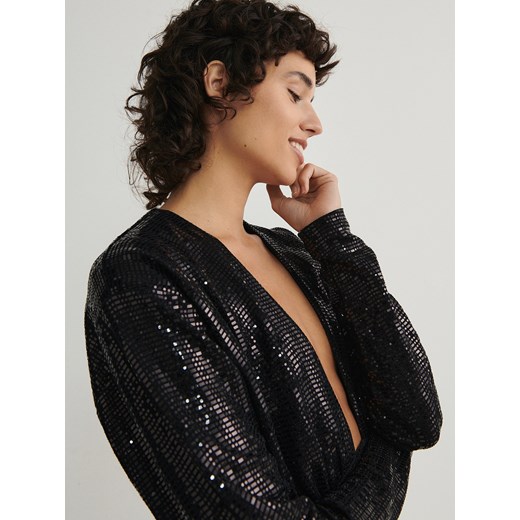 Sukienka Reserved w serek czarna 