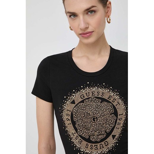 Guess t-shirt CAMELIA damski kolor czarny W4RI47 J1314 ze sklepu ANSWEAR.com w kategorii Bluzki damskie - zdjęcie 165894720