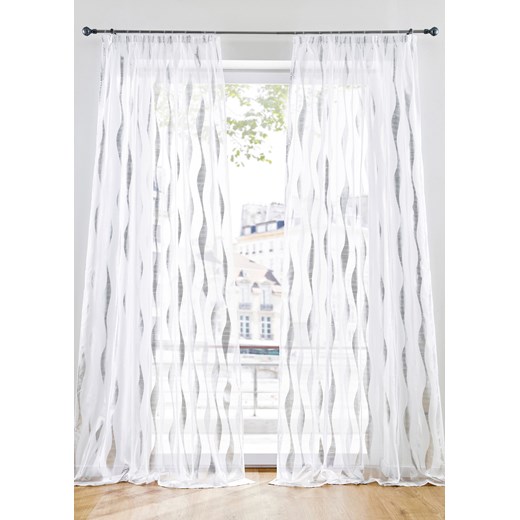 Firana z połyskującym nadrukiem w falowane linie Wys./szer. 245 /140 cm bonprix