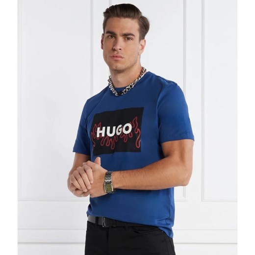 Hugo Boss t-shirt męski z napisami z krótkim rękawem 