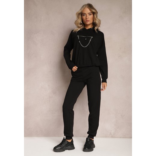 Czarny Komplet Dresowy z Bawełny Epique ze sklepu Renee odzież w kategorii Dresy damskie - zdjęcie 165987914