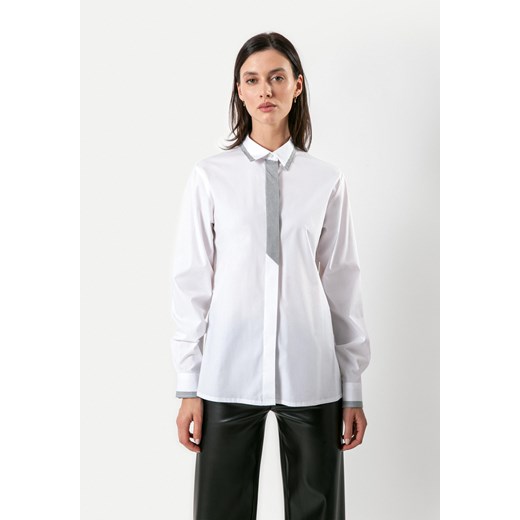 Bawełniana biała koszula z ozdobnymi wstawkami ze sklepu Molton w kategorii Koszule damskie - zdjęcie 165991504