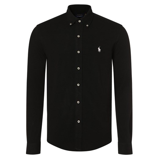 Polo Ralph Lauren Koszula męska Mężczyźni Regular Fit Bawełna czarny jednolity button down ze sklepu vangraaf w kategorii Koszule męskie - zdjęcie 166001953