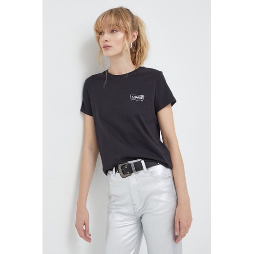 Levi&apos;s t-shirt bawełniany damski kolor czarny ze sklepu ANSWEAR.com w kategorii Bluzki damskie - zdjęcie 166005924