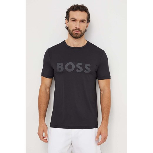 Boss Green t-shirt męski kolor czarny z nadrukiem ze sklepu ANSWEAR.com w kategorii T-shirty męskie - zdjęcie 166005934