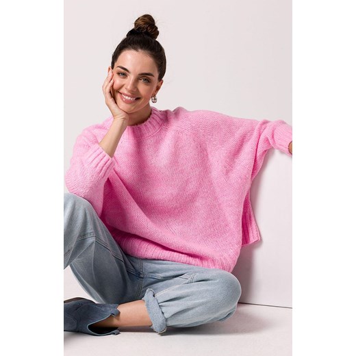 Sweter damski różowy BK105, Kolor różowy, Rozmiar uniwersalny, BeWear ze sklepu Primodo w kategorii Swetry damskie - zdjęcie 166008821