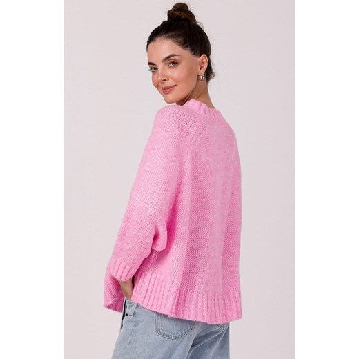 Sweter damski różowy BK105, Kolor różowy, Rozmiar uniwersalny, BeWear ze sklepu Primodo w kategorii Swetry damskie - zdjęcie 166008822