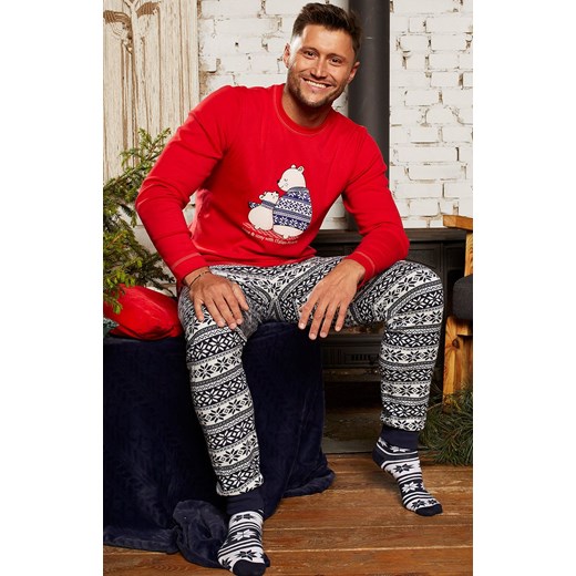 Świąteczna piżama męska z długim rękawem i długimi nogawkami Arktyka, Kolor czerwono-granatowy, Rozmiar S, Italian Fashion ze sklepu Primodo w kategorii Piżamy męskie - zdjęcie 166008832