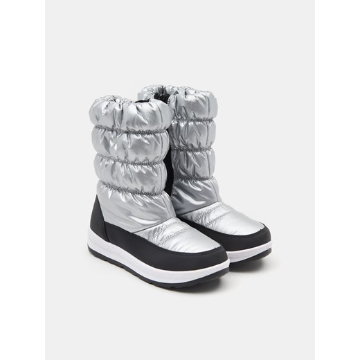 Buty zimowe dziecięce Sinsay srebrne śniegowce 