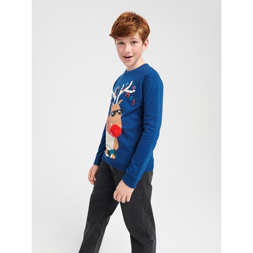 Sinsay - Bluza z nadrukiem - granatowy Sinsay 158 Sinsay