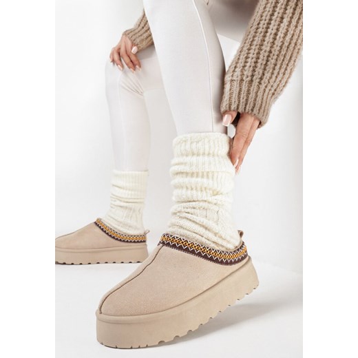 Beżowe Krótkie Śniegowce na Platformie Sudra ze sklepu born2be.pl w kategorii Śniegowce damskie - zdjęcie 166017521