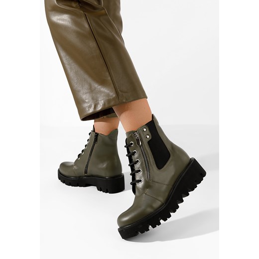 Khaki botki damskie skórzane Welsa Zapatos 36 promocyjna cena Zapatos