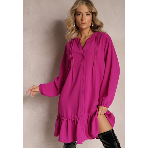 Fioletowa Koszulowa Sukienka Mini Galdra ze sklepu Renee odzież w kategorii Sukienki - zdjęcie 166017903