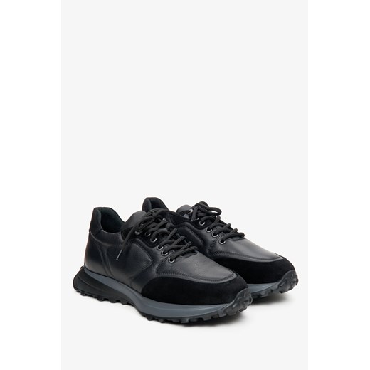 Estro: Czarne sportowe sneakersy męskie z łączonych materiałów ze sklepu Estro w kategorii Buty sportowe męskie - zdjęcie 166024870