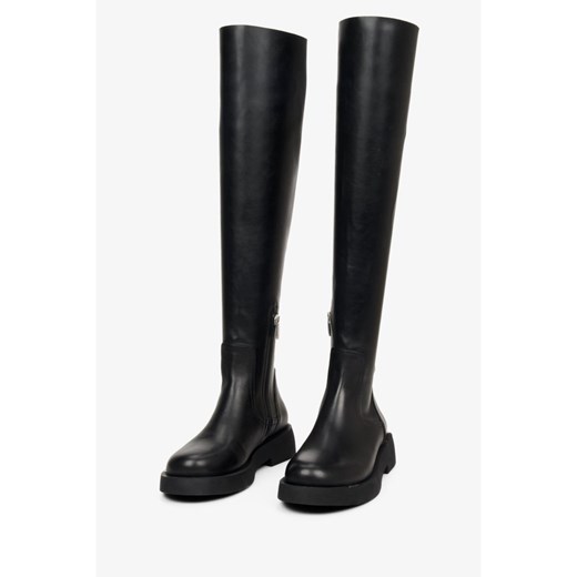 Kozaki damskie Estro ze skóry płaskie na jesień casual 