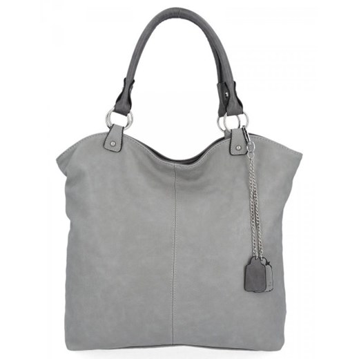 Torebka Damska Shopper Bag XL firmy Hernan Jasno Szara ze sklepu torbs.pl w kategorii Torby Shopper bag - zdjęcie 166038400