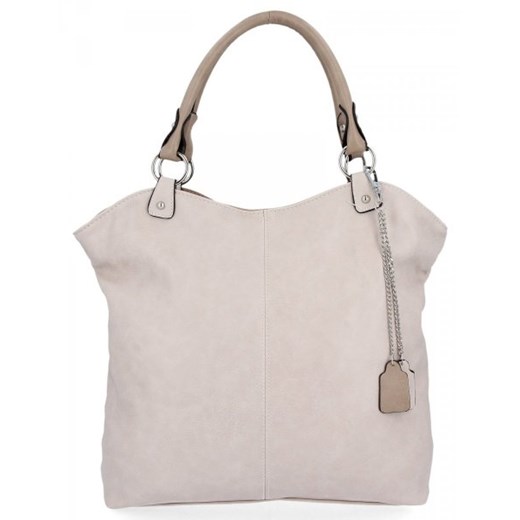 Torebka Damska Shopper Bag XL firmy Hernan Beżowa Hernan One Size okazja torbs.pl