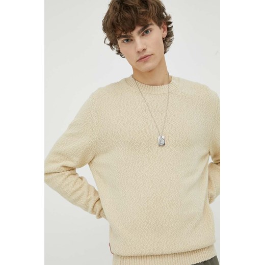 Samsoe Samsoe sweter bawełniany kolor beżowy ze sklepu PRM w kategorii Swetry męskie - zdjęcie 166042523